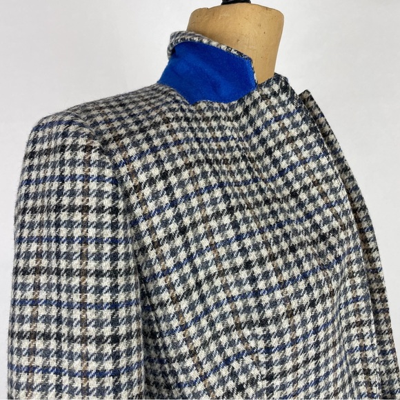J CREW Blazer Jacket Wool Plaid Houndstooth Navy/Brown/Grey/Multi Size 2 - Picture 5 of 12